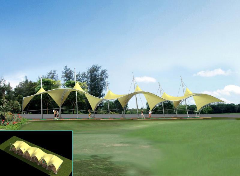 高尔夫球场遮阳膜结构雨棚